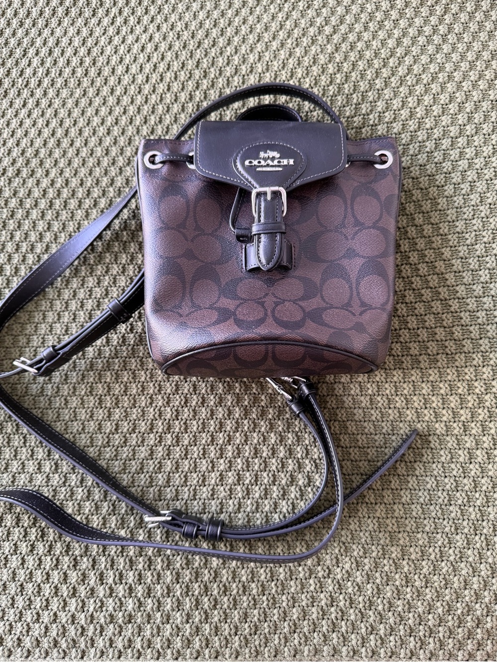 Coach Amelia Convertible Backpack – Signature Canvas & Leather Brown
